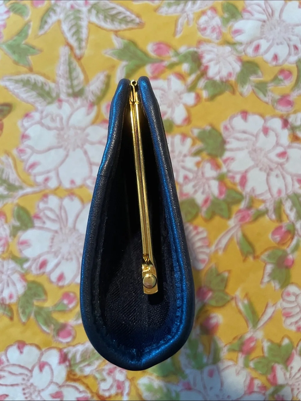 Vintage Dior Navy Oblique Monogram Coin Wallet with Gold-Tone Clasp